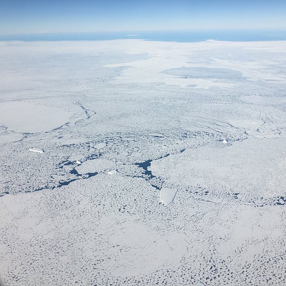 Sheets of ice broken apart.