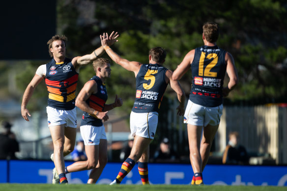 Touching: Crows coach Matthew Nicks called for a selfless approach on Saturday, and the Crows delivered.