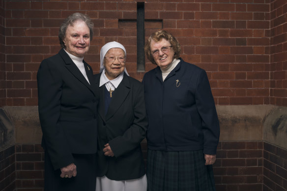 Sister of Charity from left to right, Sister Margaret Fitzgerald, Sister Jacinta Fong and  Sister Genevieve Walsh at the opening of the Heritage Centre.