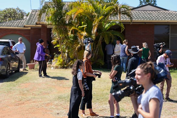 Journalists gather as Western Australia Premier Mark McGowan visits the family of Cleo Smith.