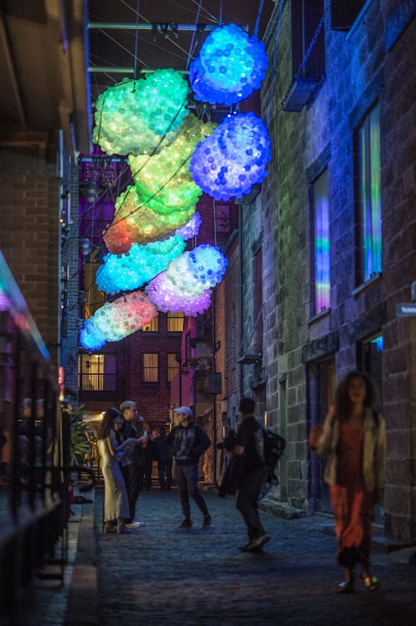 Light installations at Vivid in The Rocks.