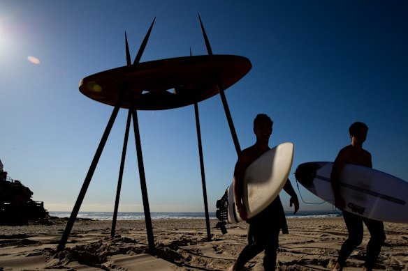 David Ball's work, 'Celest' at Sculpture by the Sea, on Tamarama Beach in Sydney. 22nd October 2019 Photo: Janie Barrett