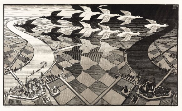 M.C. Escher's Dag en Nacht.