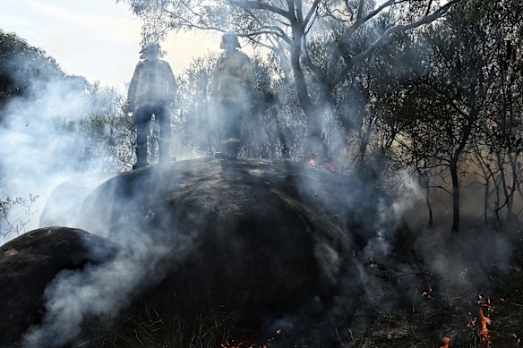 A hazard Reduction burn at Berowra Waters, ahead of a warm weekend.