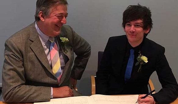 Stephen Fry married writer Elliot Spencer, who is 30 years his junior, on January 17 in a low-key ceremony in Norfolk, East England.