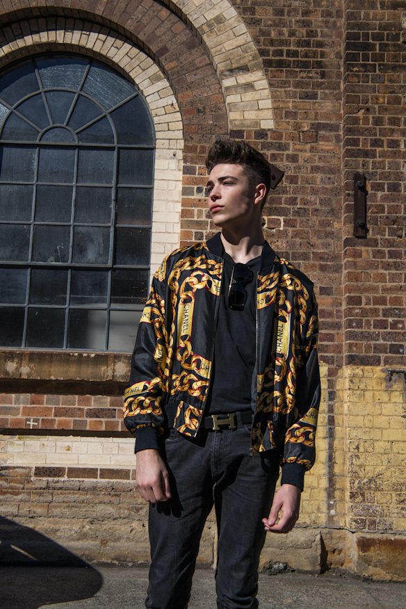 Abel heagney wears a vintage jacket from "a real deal store" in Newtown