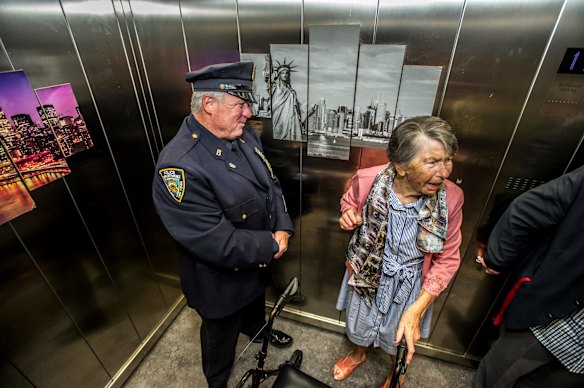 Uniting Care Mirinjani retirement village has granted a lifelong wish for resident Berenice Benson to meet a real New York city cop (something she mentions every tine she gets into the facility lift featuring a poster of the New York skyline). NYPD Detective Howard Shank was glad to accommodate. 