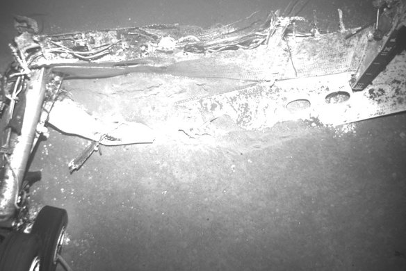 Another image of the tangled landing gear. Searches have so far failed to recover flight recorders which would give clues to the cause of the crash.