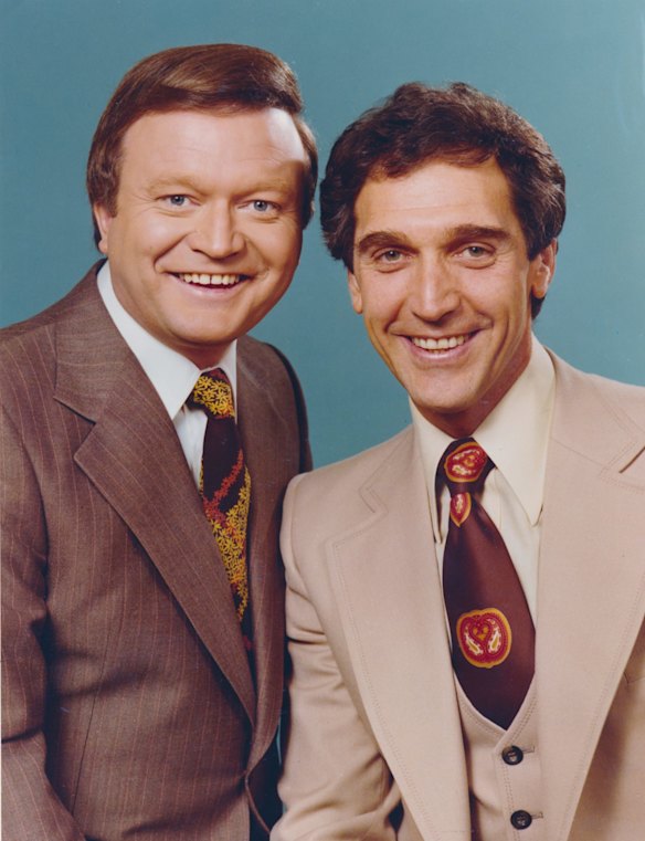 Channel 9 personalities Bert Newton and Don Lane in 1985.