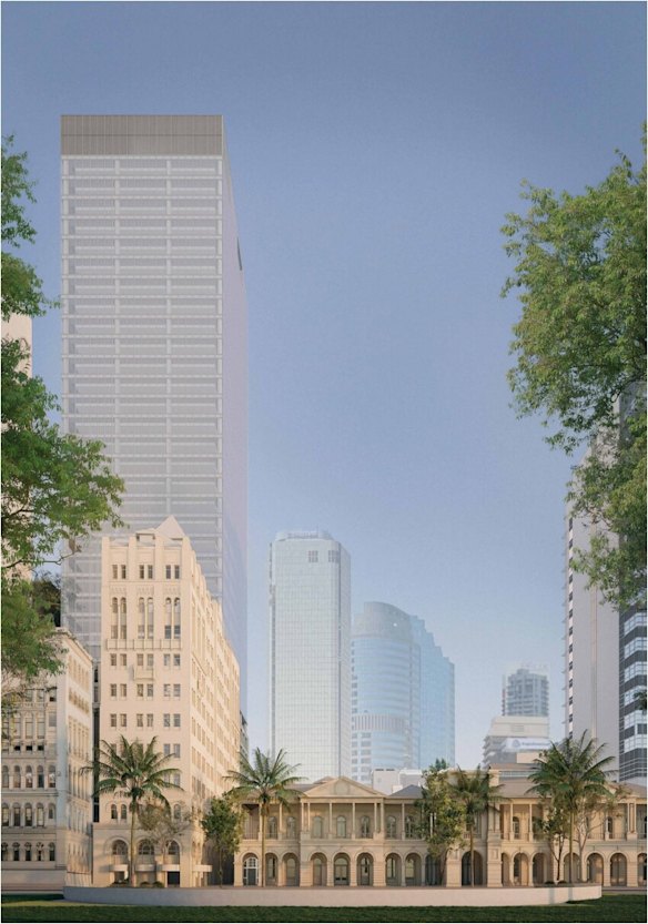 An impression of how the new building at 280 Elizabeth Street will look from the front on the heritage-listed GPO building. 