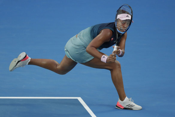 Naomi Osaka of Japan in action during her women's singles final match.