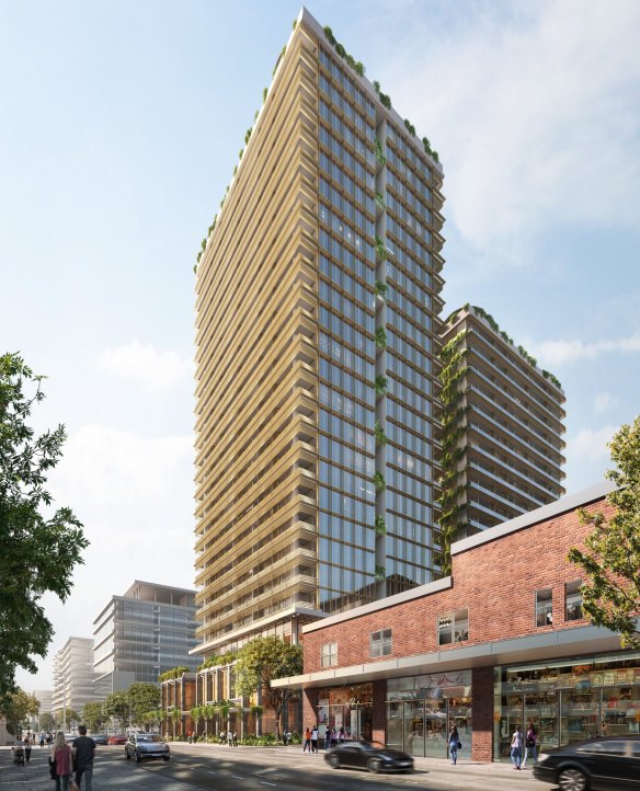 The two buildings would tower over the Zoo, which is in the building in the foreground. 