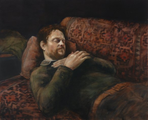 Mirra Whale, 'Repose'. Oil on linen, 90.1 x 110.2 cm. © the artist. Sitter: Ben Quilty.