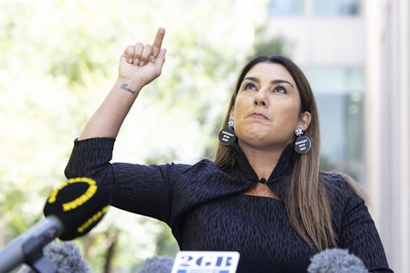Senator Lidia Thorpe during a press conference where she announced a split from the Greens at Parliament House in Canberra on Monday 6 February 2023.