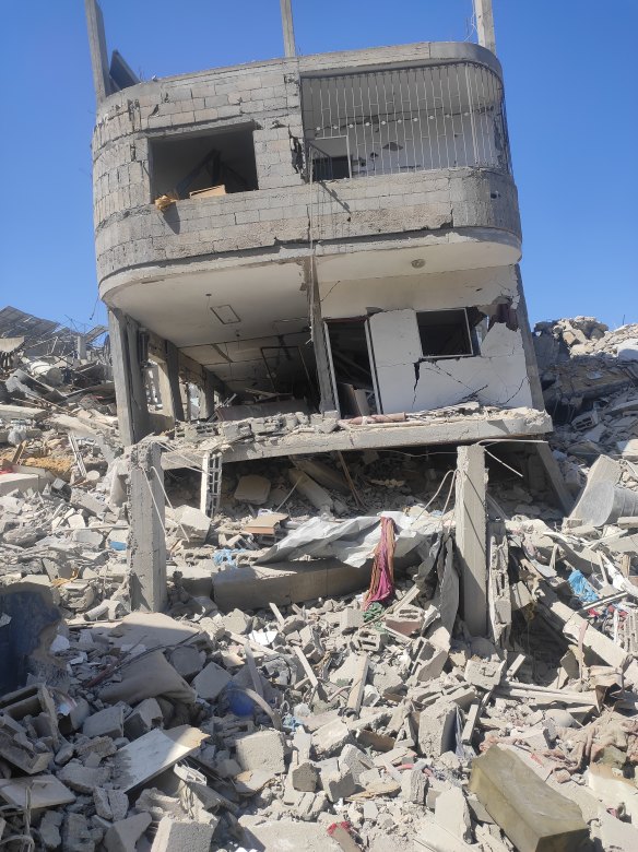 The destruction around the Alalawi home in Khan Younis.