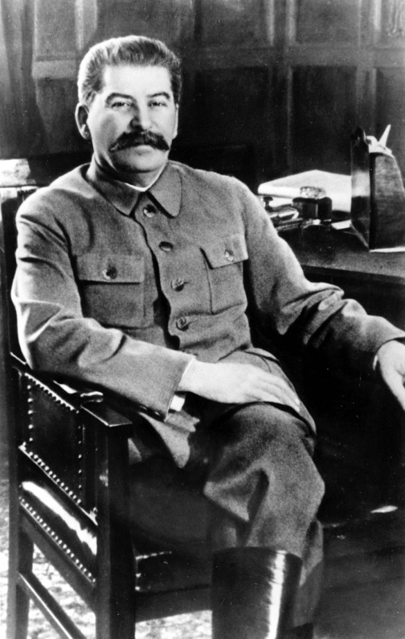 Soviet dictator Joseph Stalin at his desk in the Kremlin, Moscow.