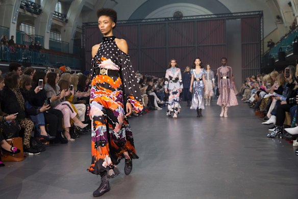 Models wear creations by Temperley at the Autumn/Winter 2018 runway show in London.