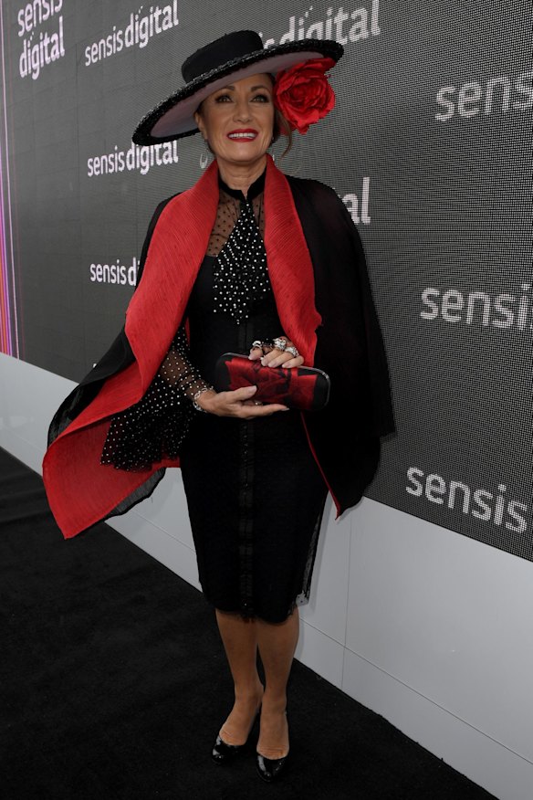 British actor Jane Seymour poses for a photograph at the Sensis marquee in the Birdcage during Melbourne Cup Day.
