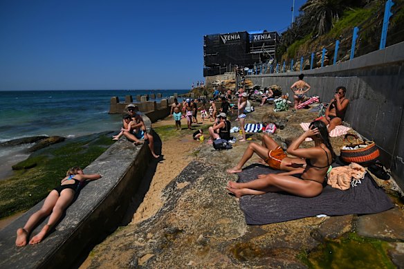 Almost every vantage point was taken up today in Coogee.