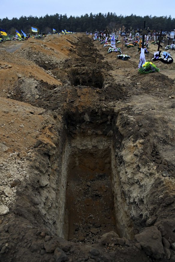 Empty graves at the Matviyivka new cemetery.