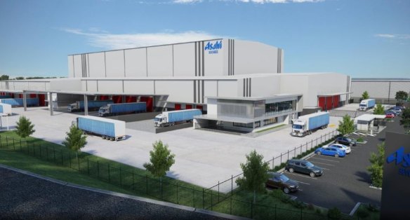 Artists impression of Japanese drink giant Asahi's new distribution centre being built in Heathwood, south of Forest Lake. It is expected to open next month.