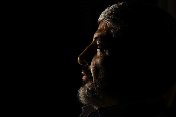 A portrait of Khalid Mishal in Doha, Qatar.