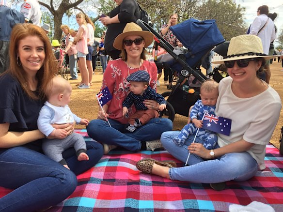 Crowds waiting at Victoria Park in Dubbo ahead of a visit from Harry and Meghan, the Duke and Duchess of Sussex.