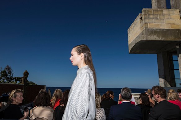 Models showcase Myer's spring collections at a private home in Coogee. 