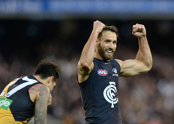 Carlton's Andrew Walker celebrates the win.