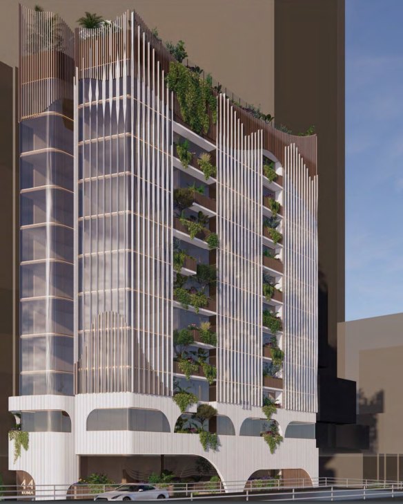 A planned 12-storey hotel proposed by Contal Properties for 44 Roma Street, Brisbane.