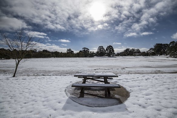Snow blankets the ground at Black Springs. 