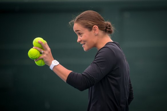 Barty appears at the AIA announcement at the Kooyong tennis club in February.