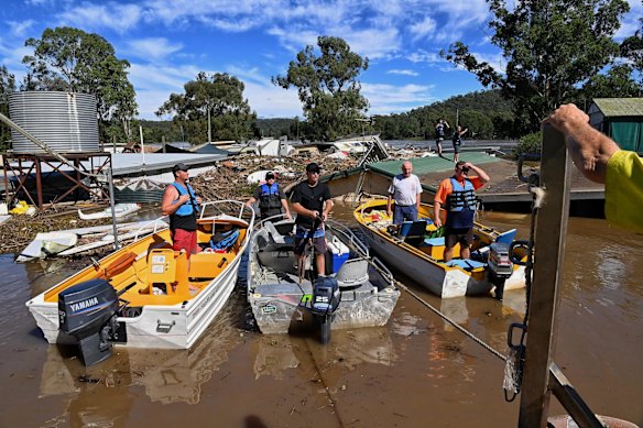 Scenes of flood devastation at St George's Caravan park at Lower Portland. 