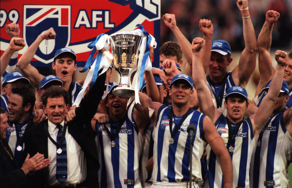 Coach Denis Pagan and skipper Wayne Carey led the Kangaroos to their last flag in 1999.