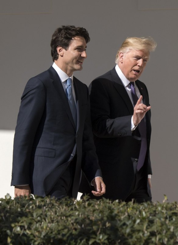 Canadian Prime Minister Justin Trudeau and US President Donald Trump at the White House in February. last Monday. 