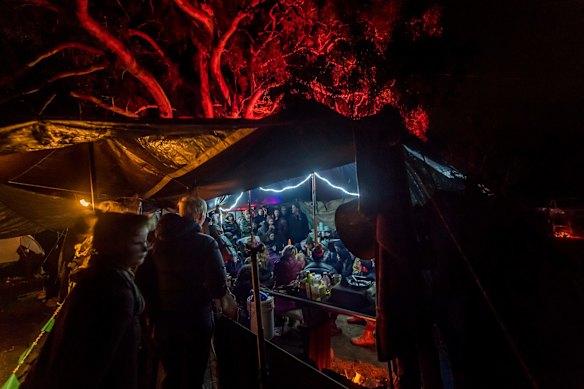 Djab Wurrung Embassy Camp at the sacred birthing trees where protestors have camped for 14 months to prevent the destruction of sacred trees by the Western Highway expansion.