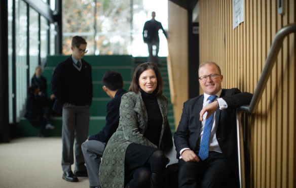 Huntingtower vice principal of academics Shan Christensen and principal Andrew Houghton.