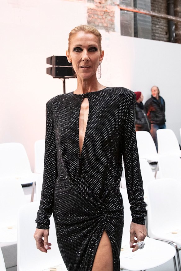 Celine Dion poses for the photographers prior to the Spring/Summer 2019 Haute Couture collection show by French designer Alexandre Vauthier during Paris Couture Fashion Week.