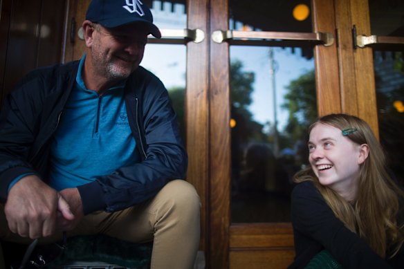 Eva and her dad Greg camped out from 12.30am.