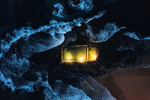 Mona Vale ocean pool before dawn. 23 July, 2021.