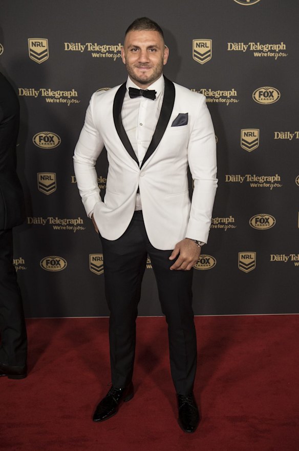 Robbie Farah arrives on the red carpet at the Dally M Awards.