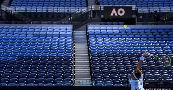 There were no crowds during the Filip Kranjinovic and Daniil Medvedev match in Rod Laver arena  during last year’s Australian Open.