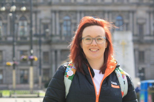 Labour candidate Eva Murray in Glasgow’s George Square. 