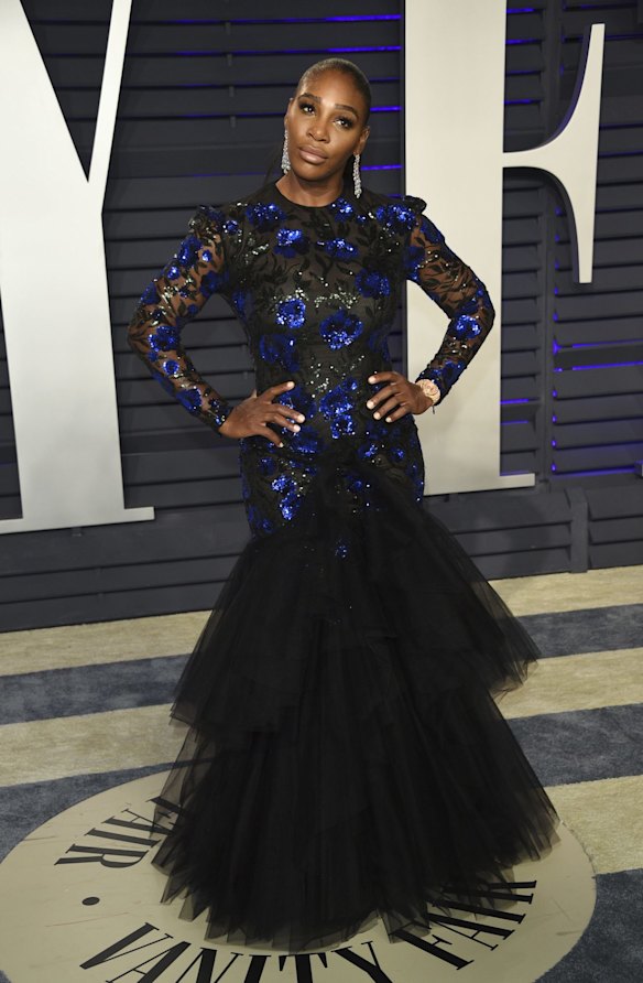 Serena Williams arrives at the Vanity Fair Oscar Party in Beverly Hills, California.