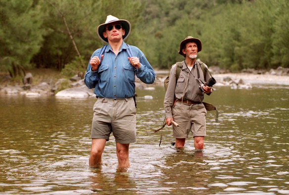 Bob Carr, then premier of NSW, hiking in the Kowmung with wilderness campaigner Milo Dunphy in 1995.