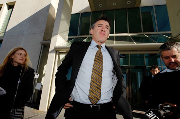 Independent MP Rob Oakeshott outside Parliament House in Canberra before resuming talks to form a government.  