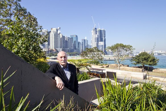 Bob Nation, Design Director of the Barangaroo public space project poses for a photograph at the Barangaroo Gardens.