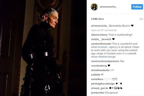 Italian model and actor Benedetta Barzini, 73, also appeared in the Simone Rocha show at London Fashion Week.