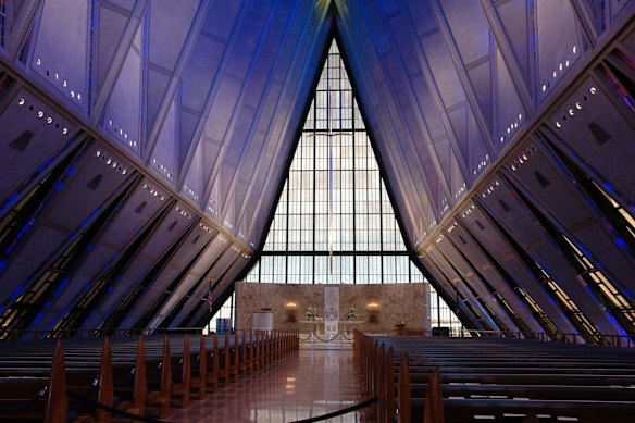 US AIR FORCE CADET CHAPEL, EL PASO: Colorado might be famous for its landscapes, but the state's most visited man-made attraction is this structure of glass, steel and aluminium. Built in 1962 and now considered a classic of modernist architecture, it features a row of 17 spires linked by tetrahedrons of glass. The interior of stained glass, which becomes progressively lighter towards the altar, is even more striking. 