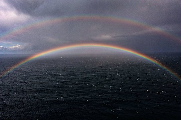 Coastal rainbow during a wet September day near Avalon.